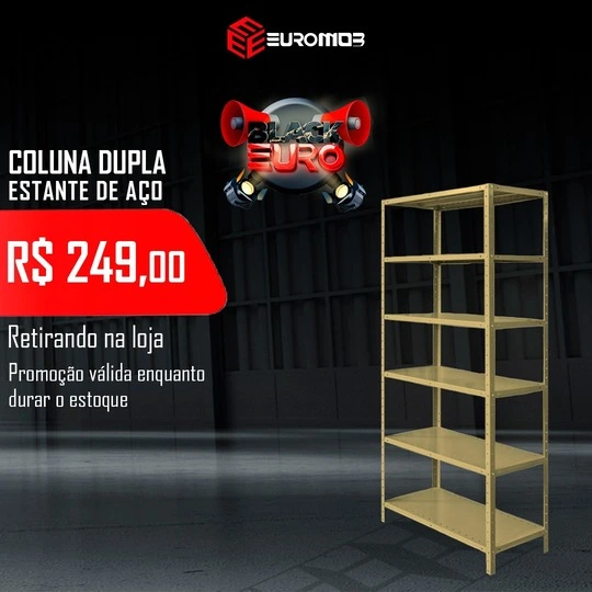 Estante de Aço Colina Dupla - Oferta Imperdivel - Euromob - Estante de aço