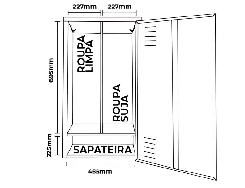 Roupeiro de Aço Insalubre com 4 Portas - Euromob