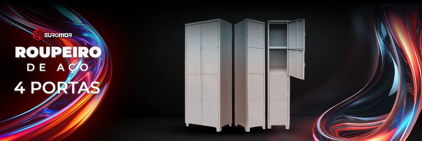 Roupeiro de Aço com 4 Portas - Euromob - roupeiros de aço